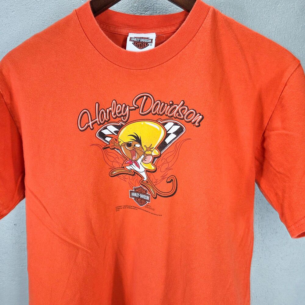 Harley Davidson Steel City Looney Tunes Tasmanian Devil Y2K Tee Youth Sz XL